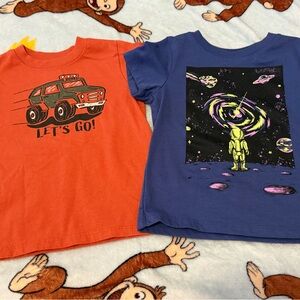 Cat & Jack Kids' Short Sleeve Tees - Orange & Blue. Size 18 months.